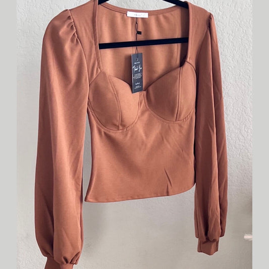 women's corset top long sleeve blouse