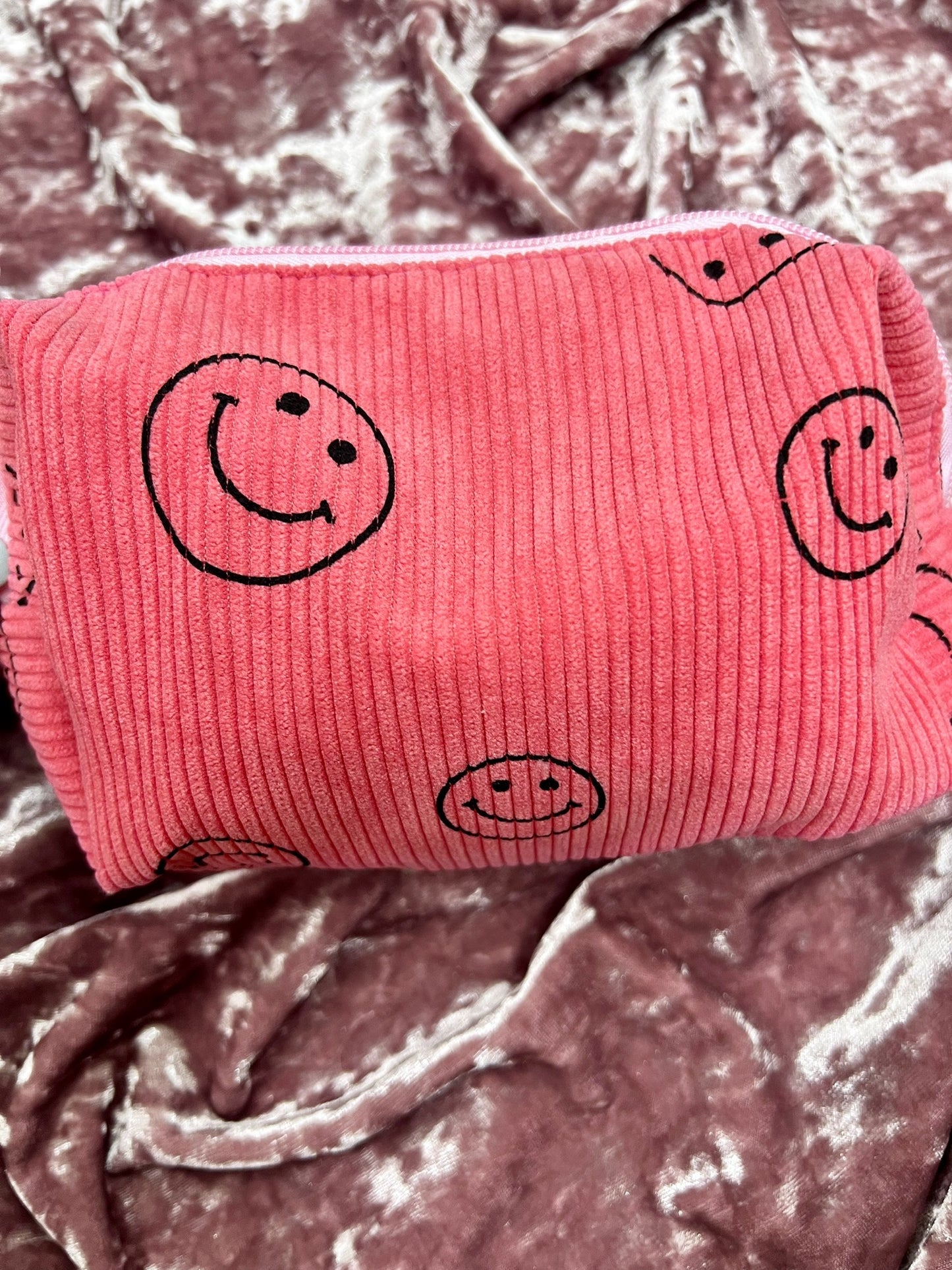 Smiley pouch tan + pink