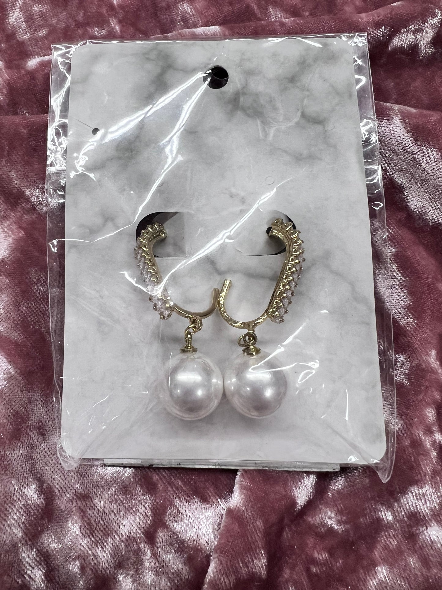 Rhinestone Pearl Drop Earrings