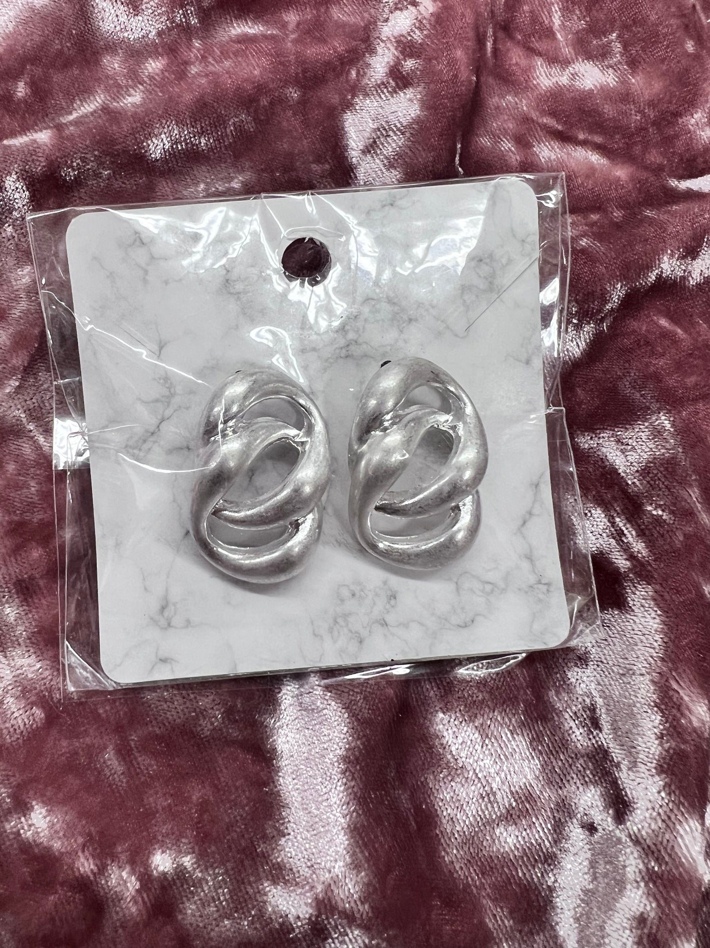 Silver Triple Link Earrings