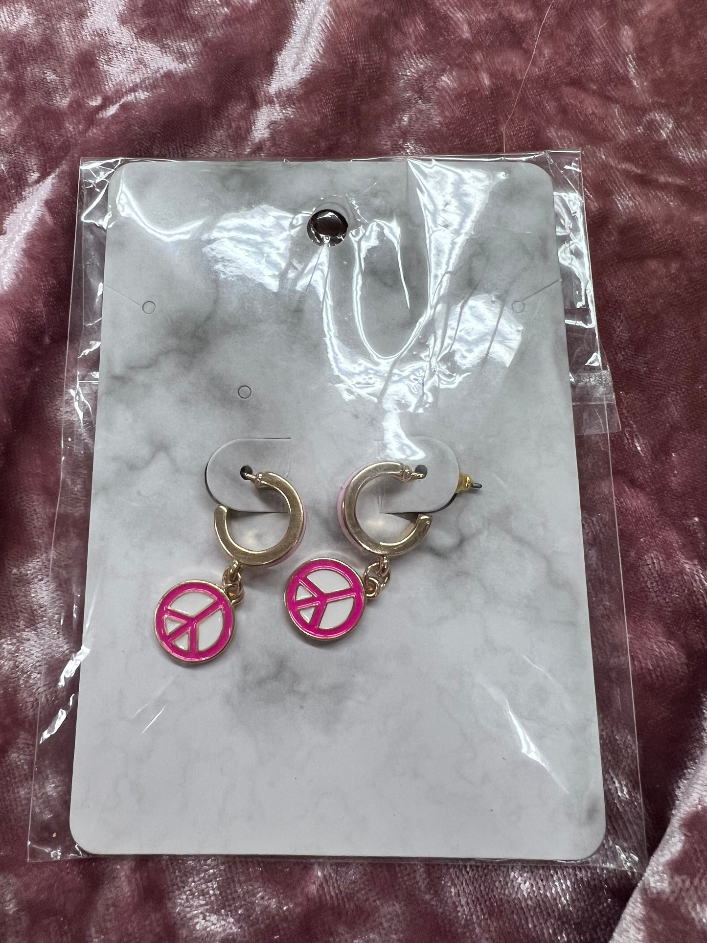 Pink Peace Earrings