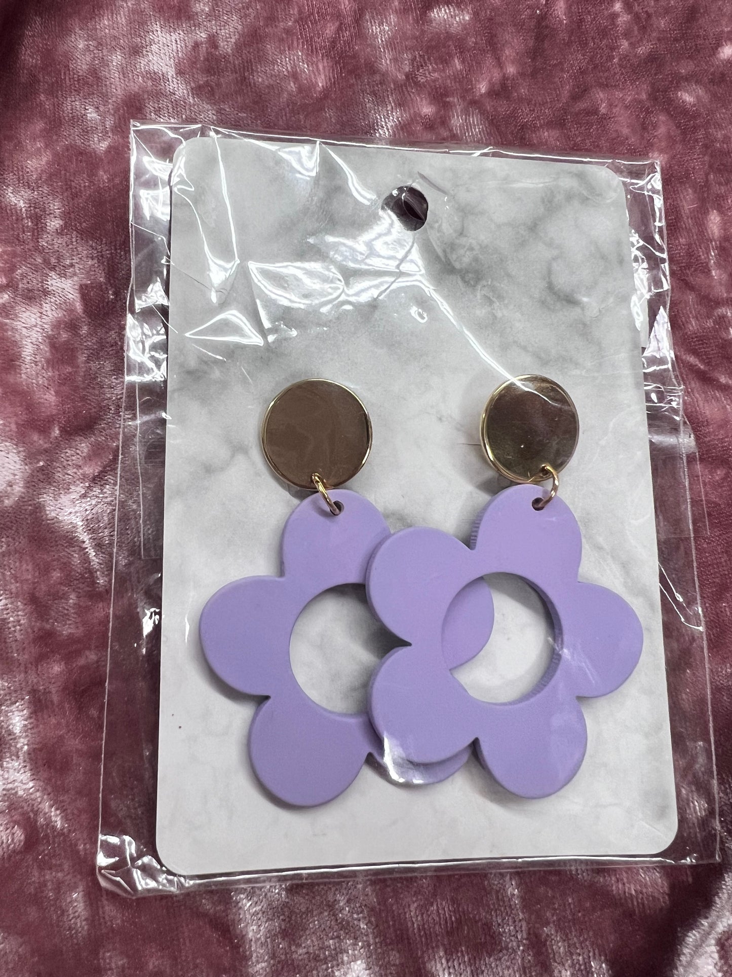 purple flower earrings