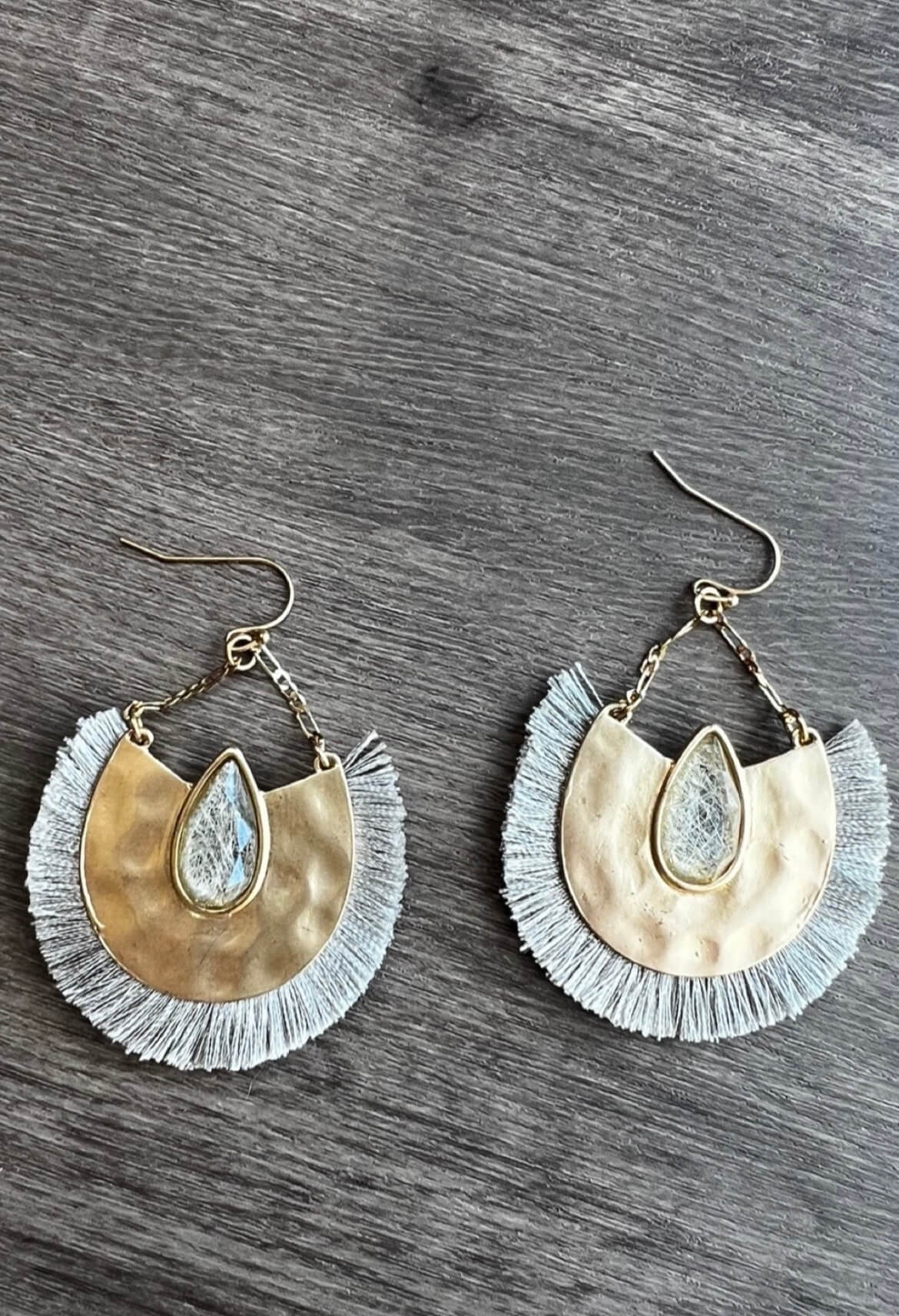 Icy Fringe Gold Statement Earrings