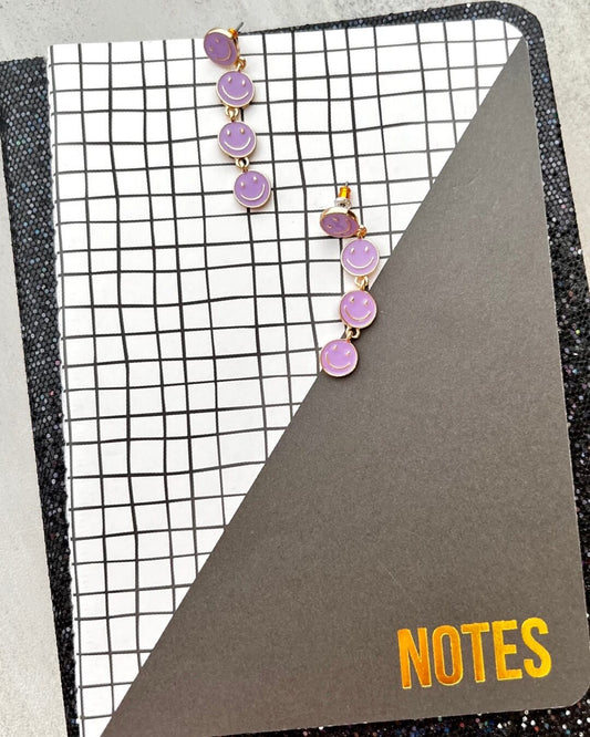 Lilac Smiley Drop Earrings