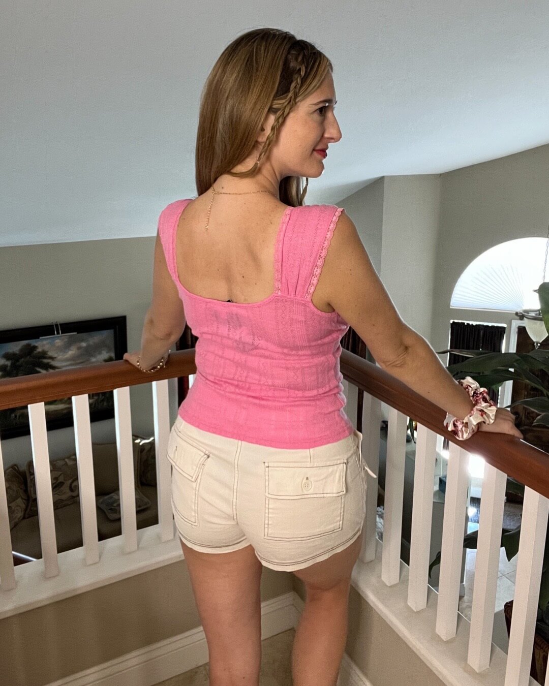Lacey Sensations - Pink eyelet lacey tank -T24172