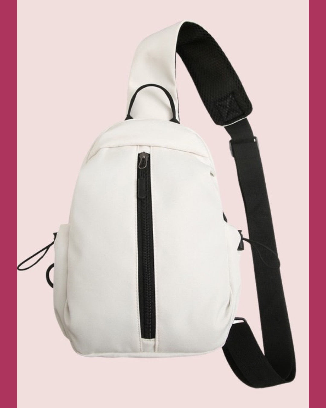 Away We Go White Nylon Sling Crossbody Bag