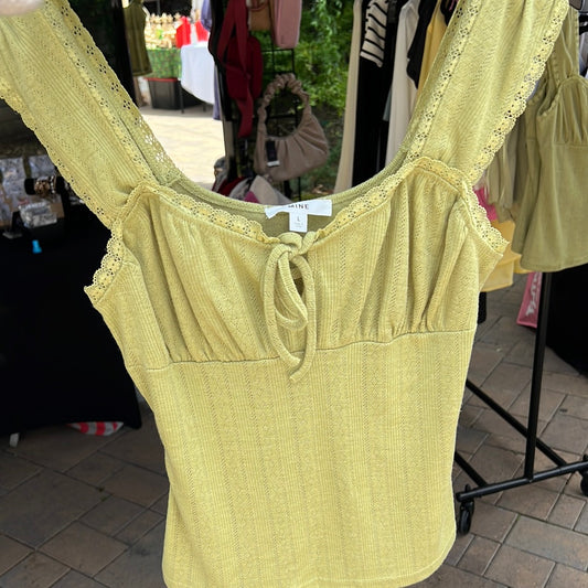 Lacey Sensations - Green Kiwi eyelet lacey tank