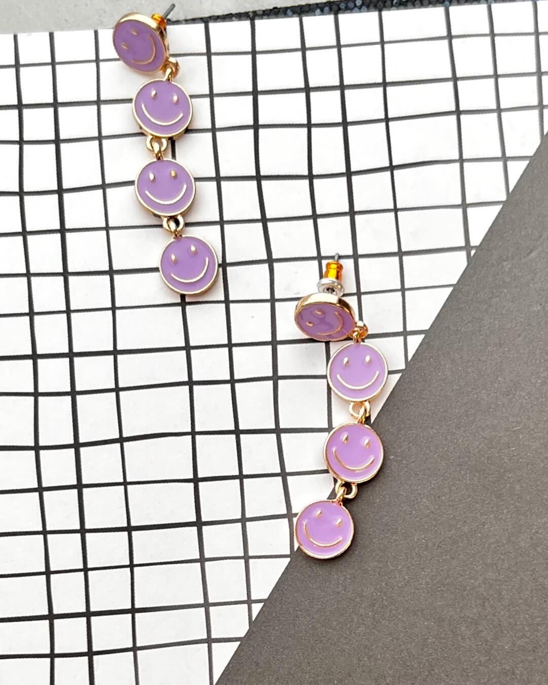 Lilac Smiley Drop Earrings