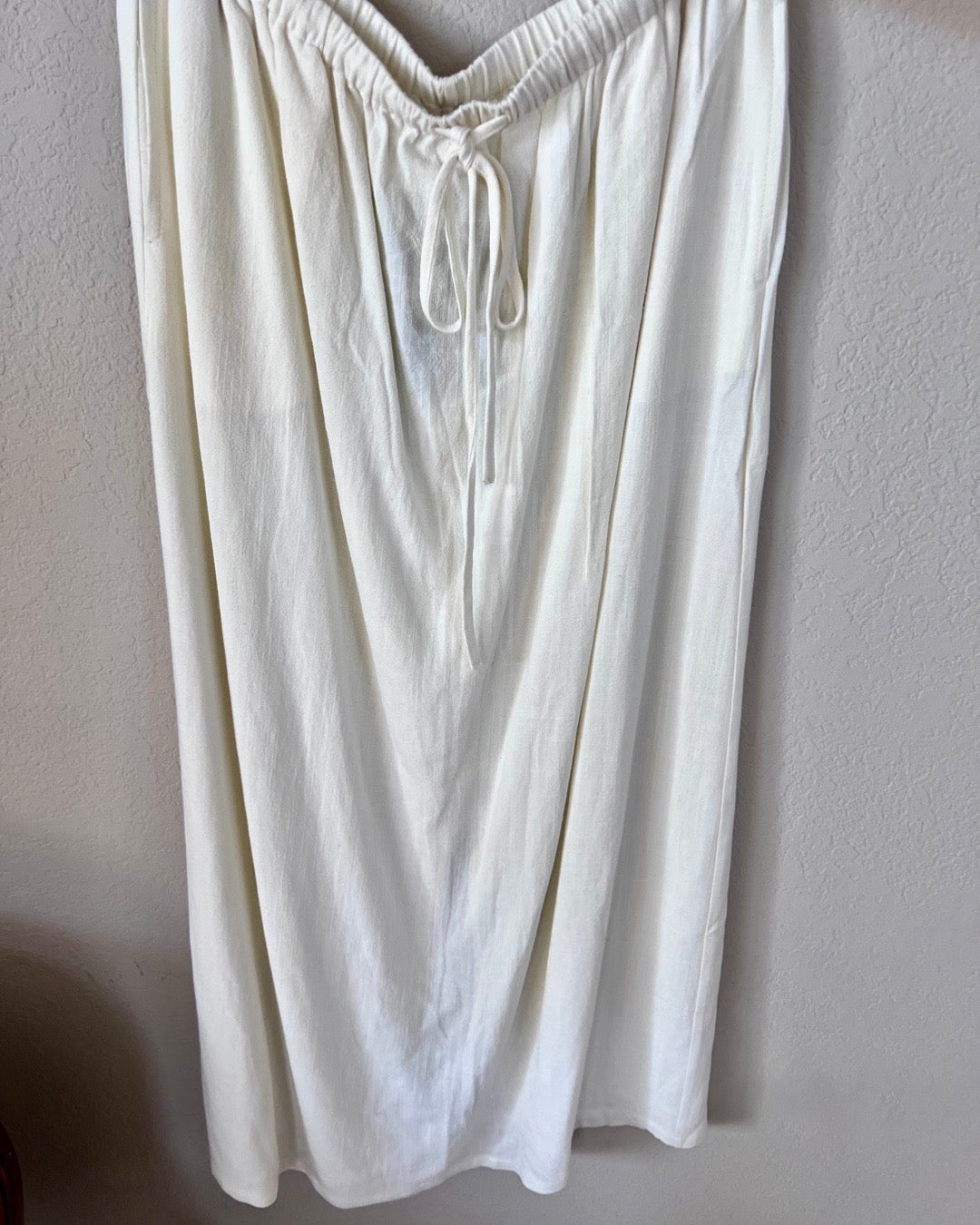 Modern Bliss -Cream linen skirt with slit - B24176