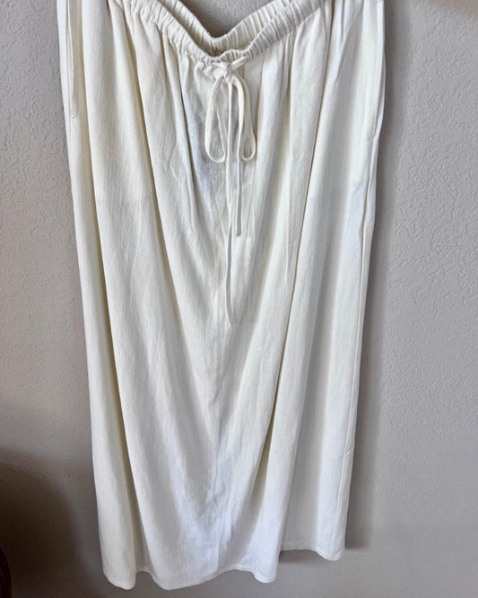 Modern Bliss -Cream linen skirt with slit - B24176