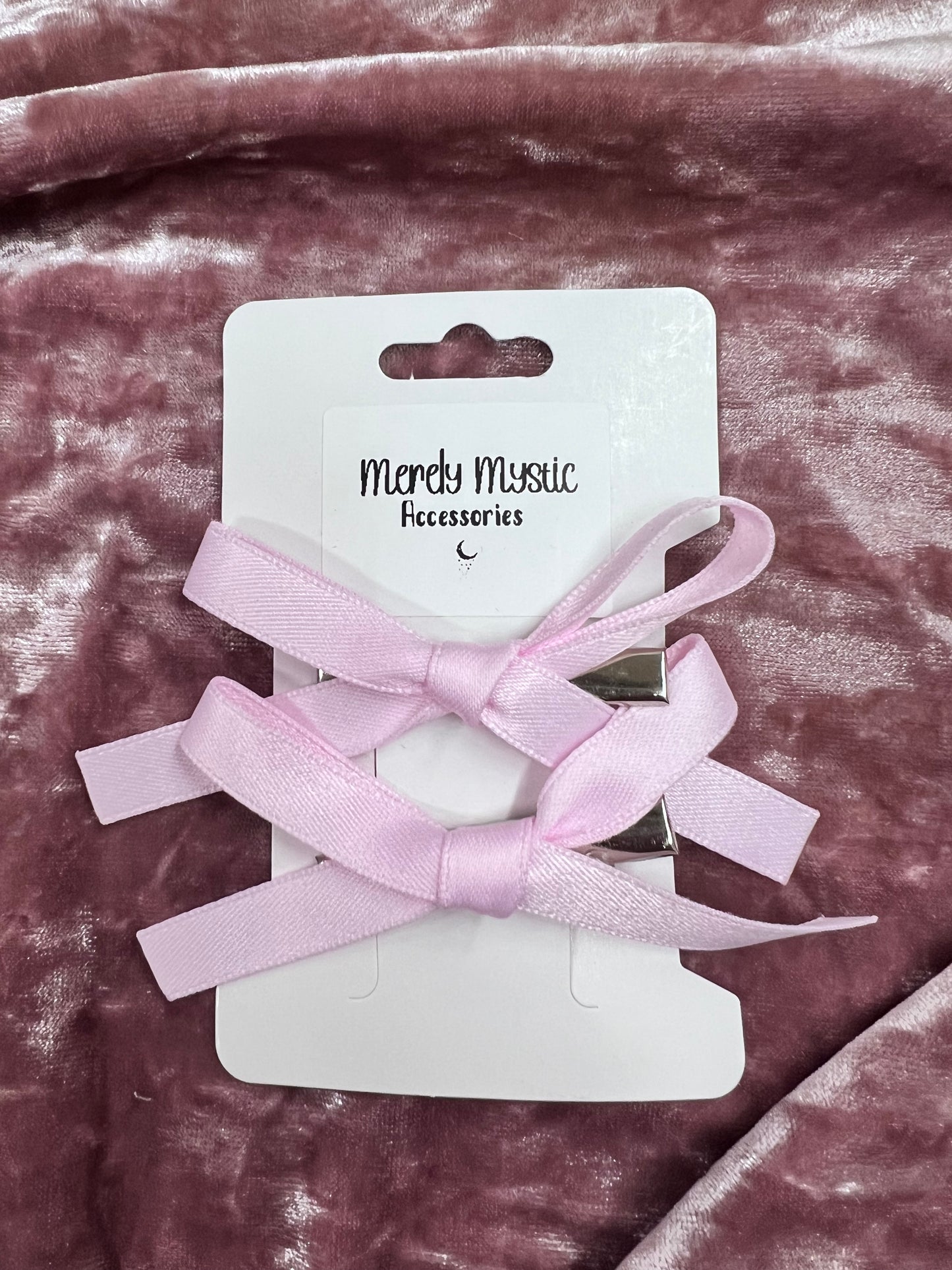 Bow clips - 1 set of two bow clips in pink, black and white