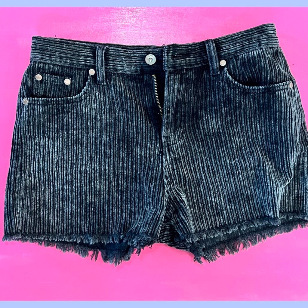 grey corduroy fringe shorts