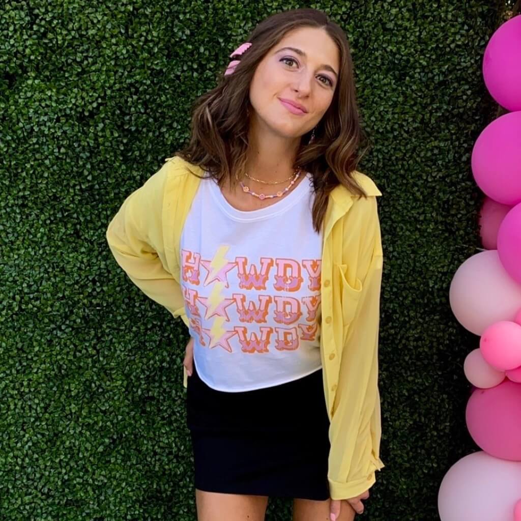 Prince Peter Collection White Howdy Short Sleeve Cropped Graphic Tee - T2246