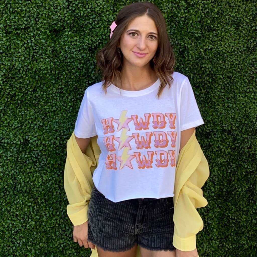 Prince Peter Collection White Howdy Short Sleeve Cropped Graphic Tee - T2246