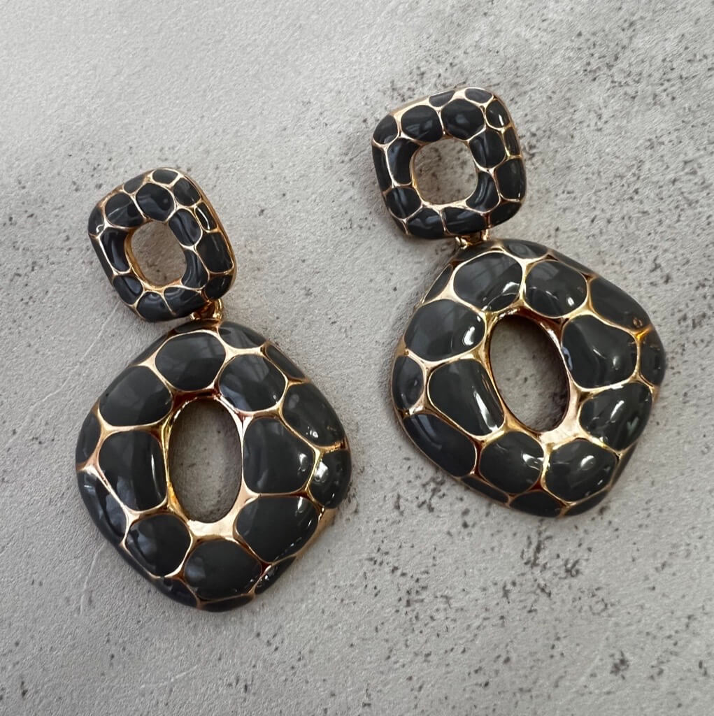 Life is Classic Gray & Gold Abstract Hoop Earrings