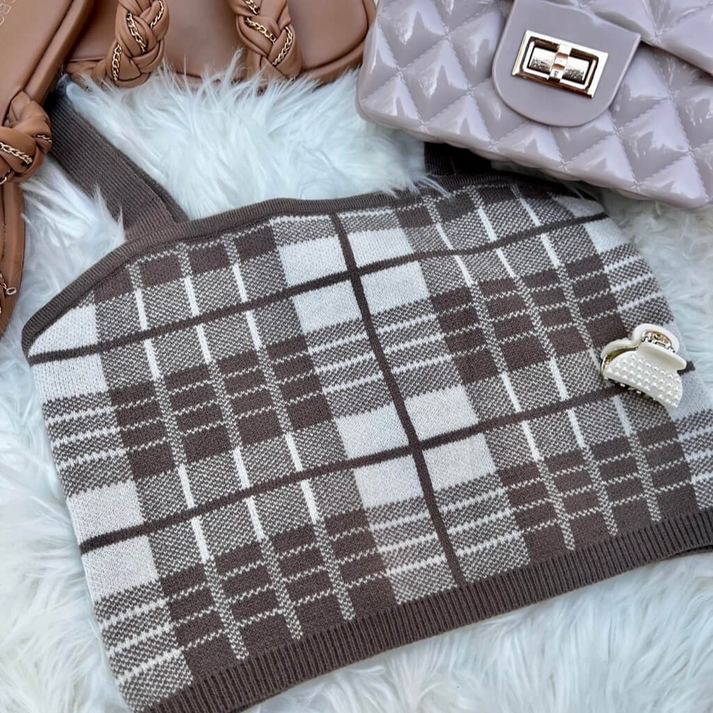 Plaid sweater crop top