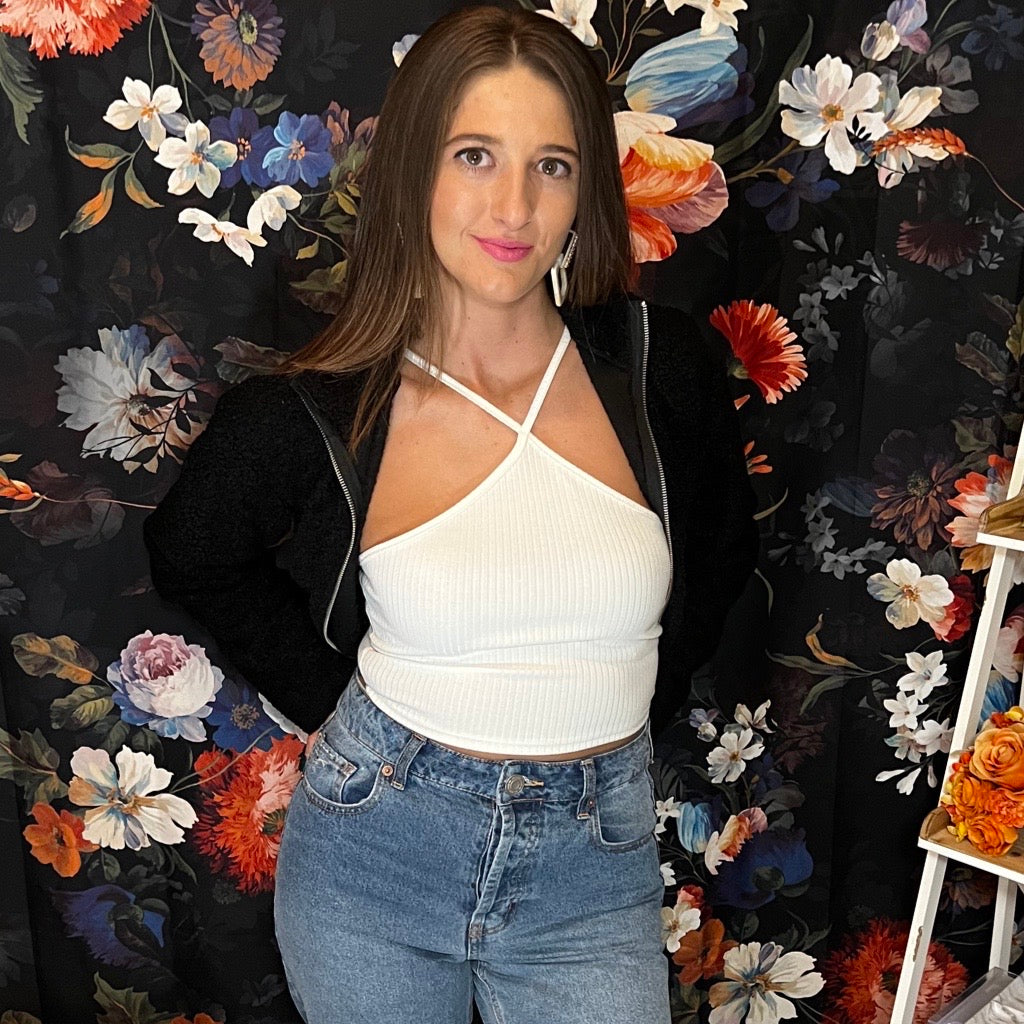 New Beginnings Criss-Cross White Ribbed Cami