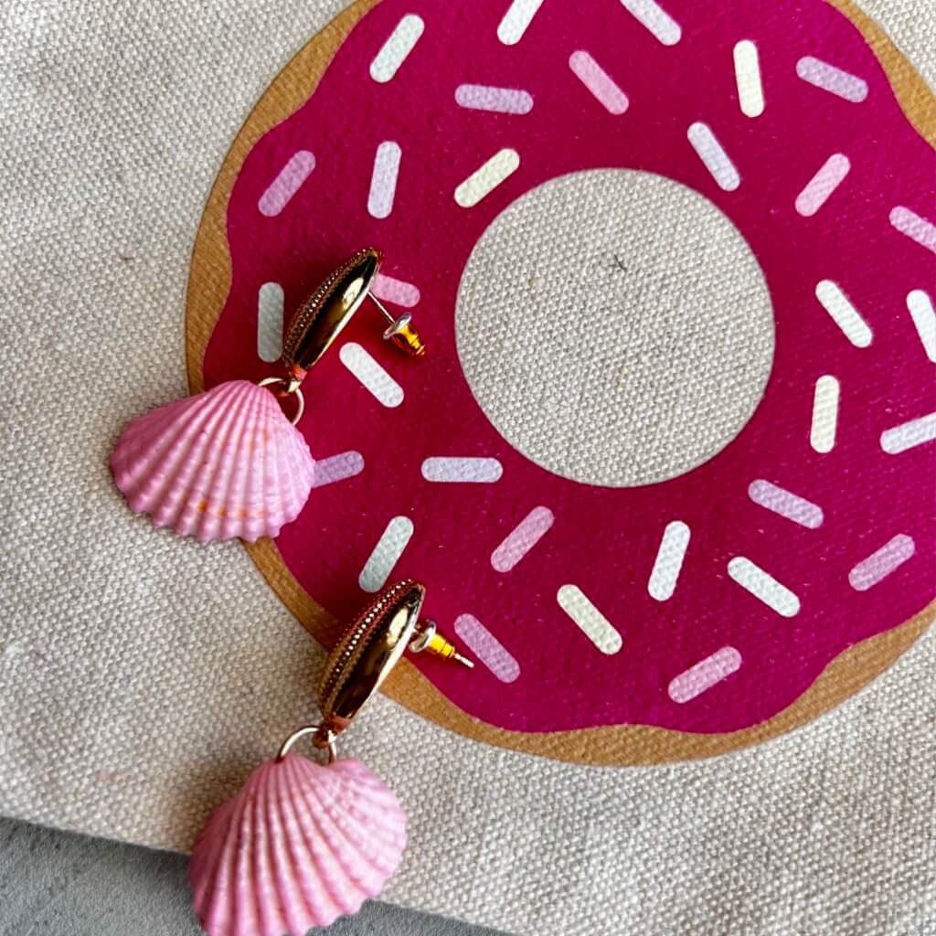 Enchanted at Sea Pink Seashell Dangle Coastal Earrings
