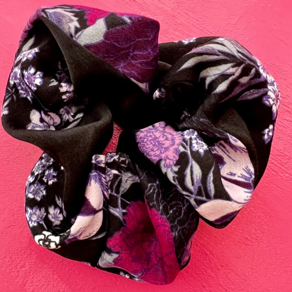 Blossom black floral Scrunchy