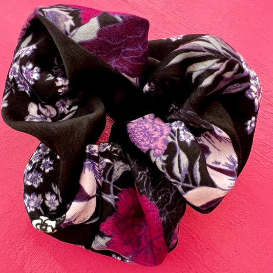 Blossom black floral Scrunchy