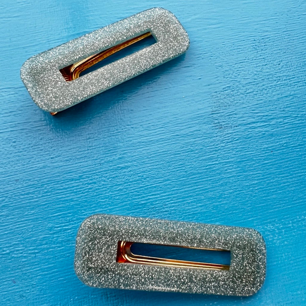 Blue Dreams - One set of 2 Blue Glittery Hair clips