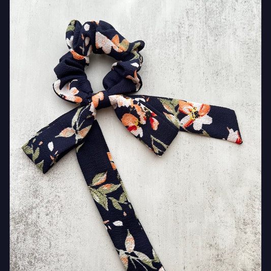 Summer Night - Navy Bow Scrunchy