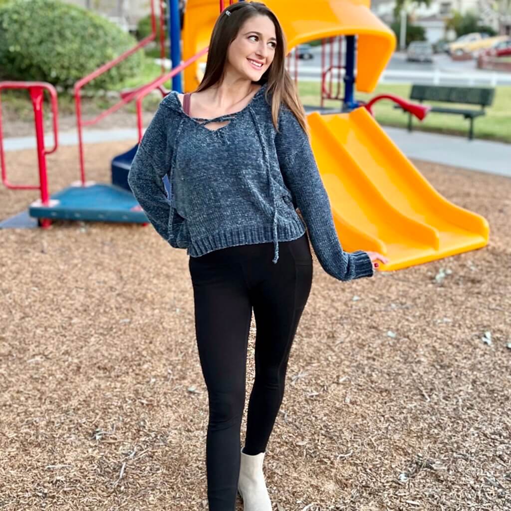 Cozy Encounters- Turquoise Chenille Hoodie [FINAL SALE}