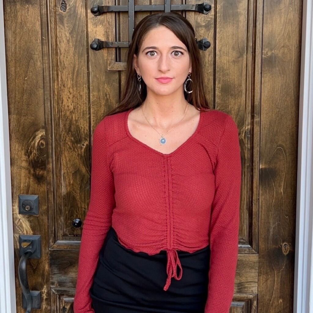 Elevated Intentions Brick Red Waffle Knit Ruched Drawstring Crop Top - T2131