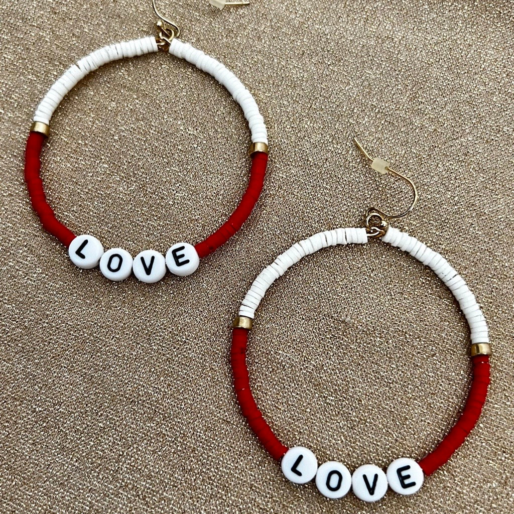 Love Beaded Hoop Earrings