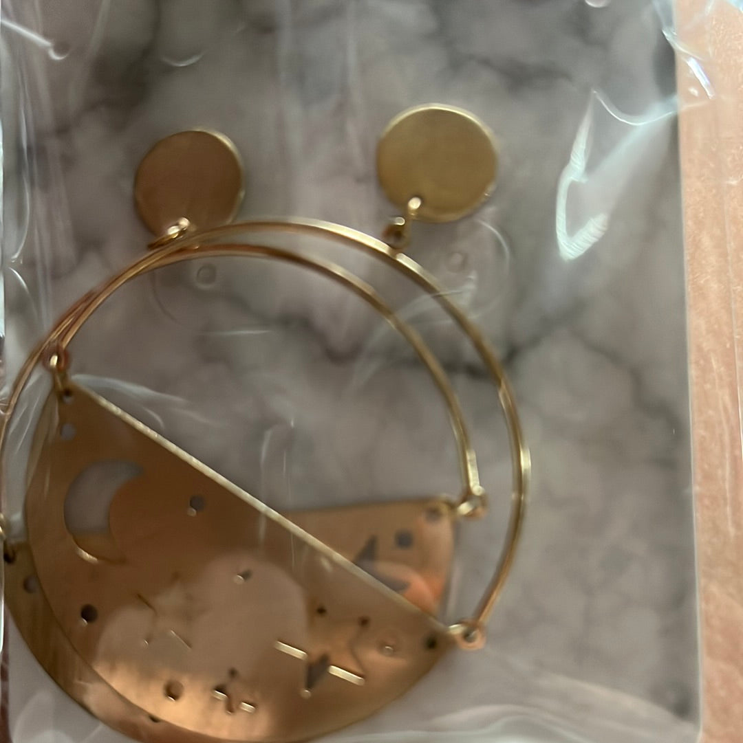 Statement Large Star Hoop Earrings -Rustic in GOLD