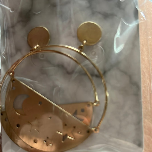 Statement Large Star Hoop Earrings -Rustic in GOLD