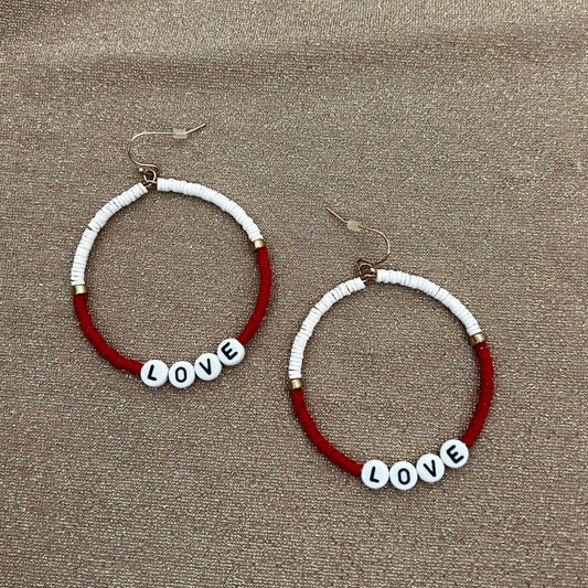 Love Beaded Hoop Earrings