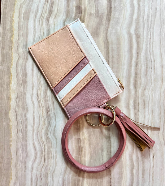 Large Dusty Pink Key chain Ring Pouch