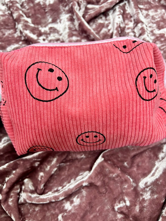 Smiley pouch tan + pink