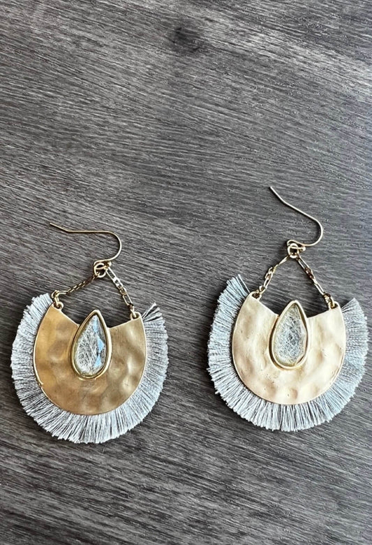 Icy Fringe Gold Statement Earrings