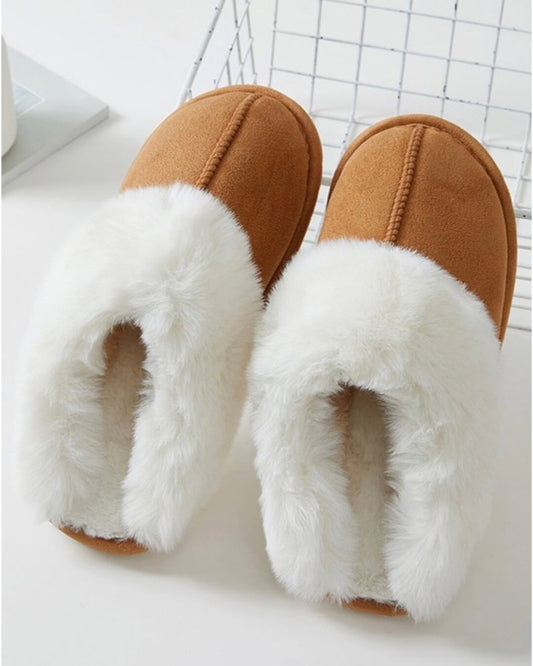 Cozy Energy - Camel Sherpa Slippers with a rubber sole