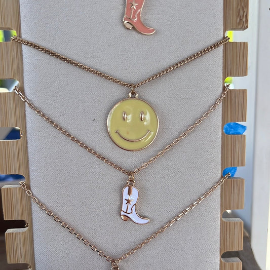Yellow smiley necklace