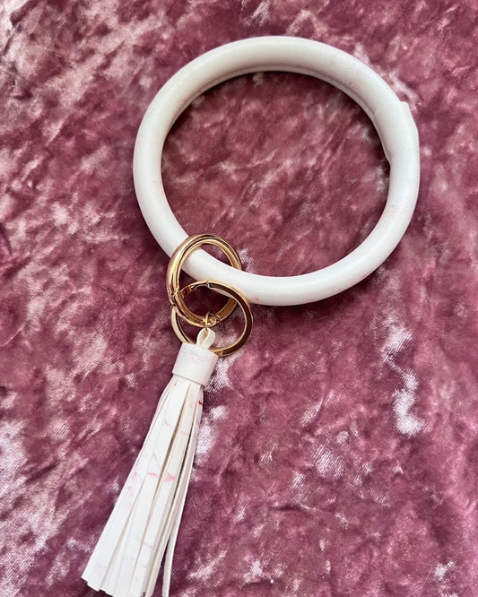 Large Pink Marble Key Chain