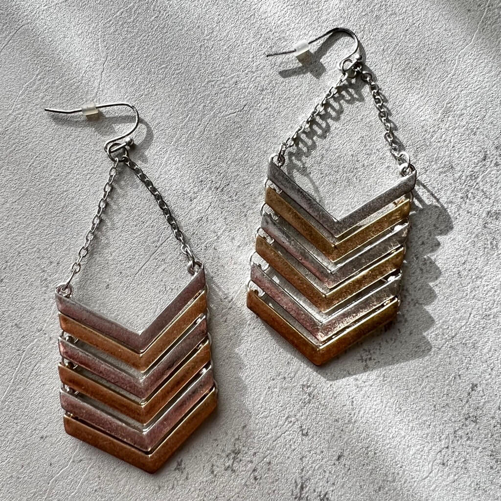 Dualities Chevron Drop Statement Earrings