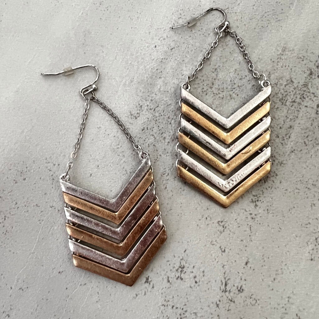 Dualities Chevron Drop Statement Earrings