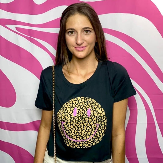 Prince Peter Collection Smiley  Short Sleeve Cropped Graphic Tee - T2238