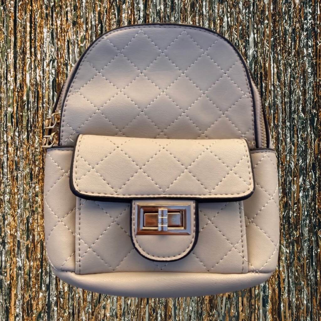Elegant Encounters Ivory Quilted Mini Backpack