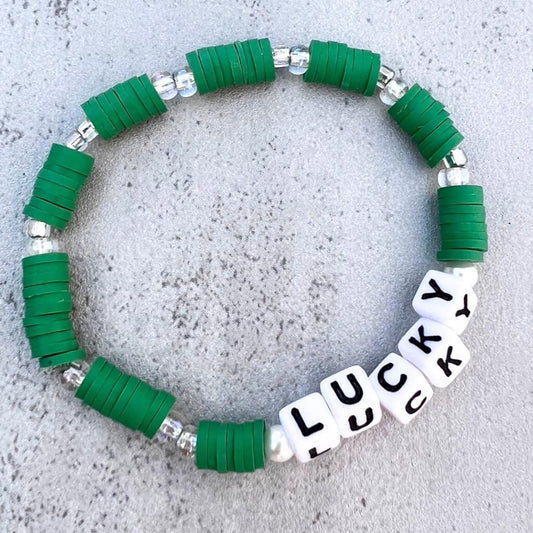 Lucky Green Clay Bracelet - 6.75 Inches