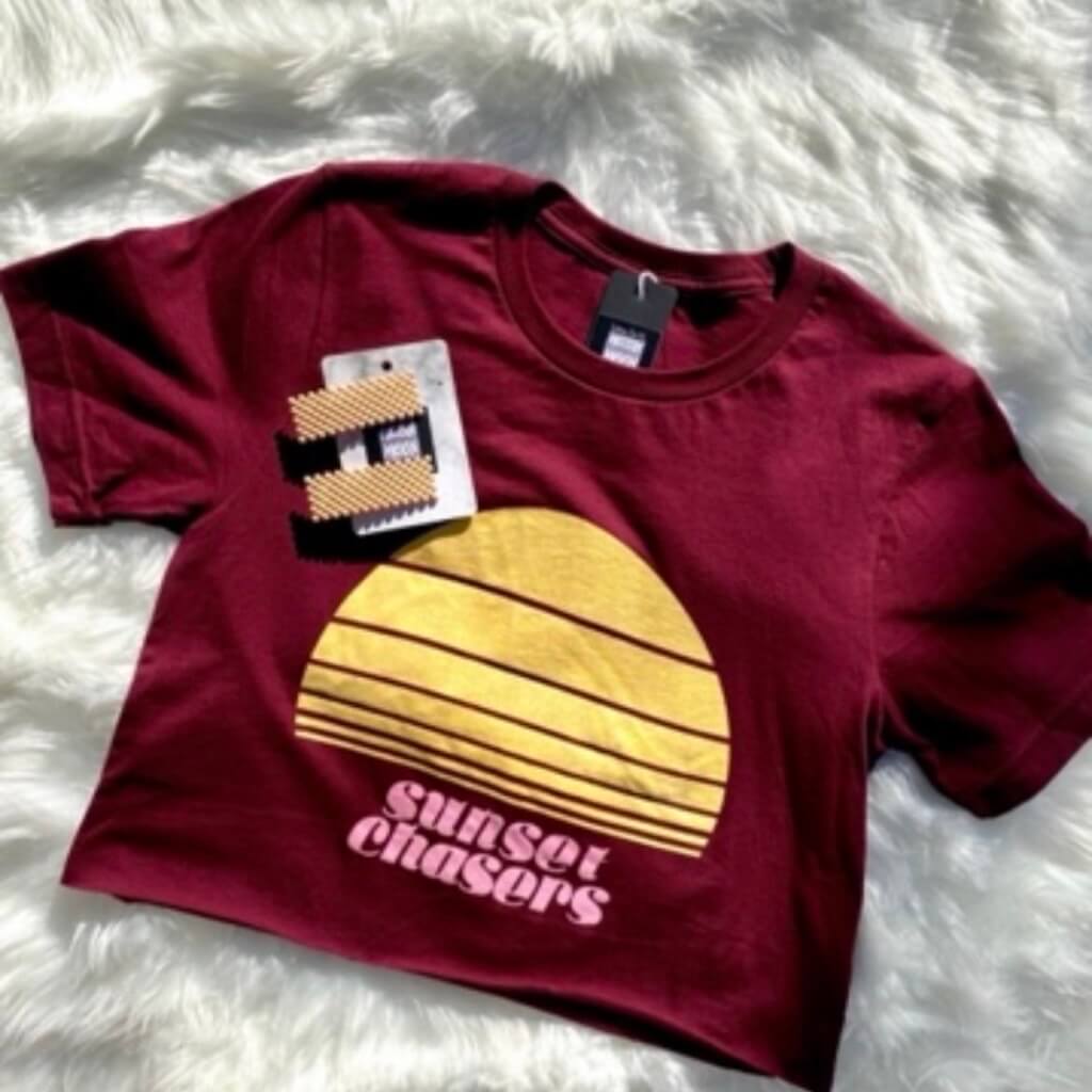 Sunset Chasers Burgundy Graphic Crop Tee - T2132