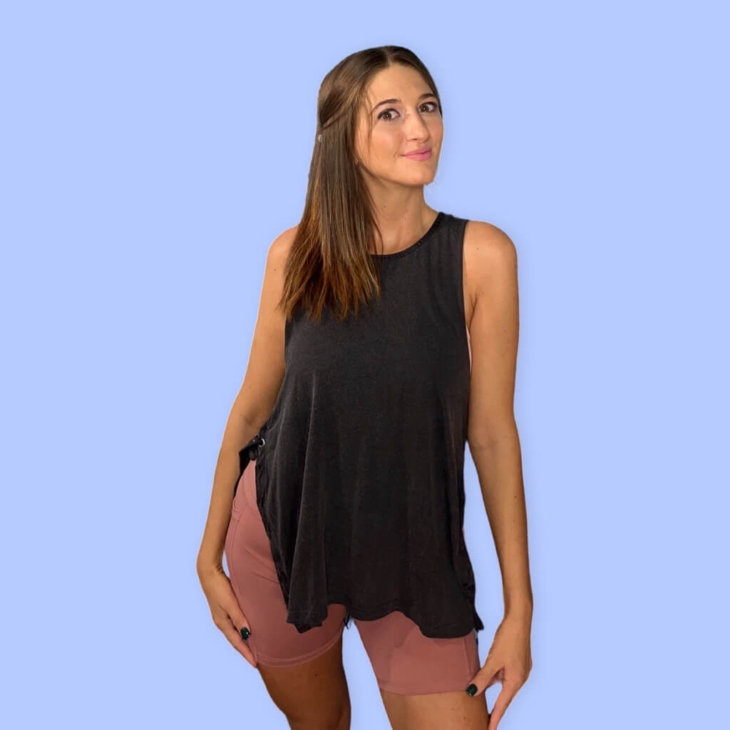 Weekend Impressions Gray Mineral Wash Oversized Muscle Tank - T2020