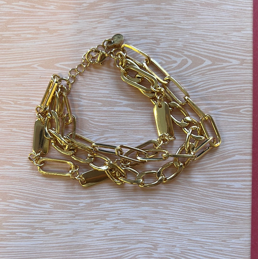 Triple gold link bracelet
