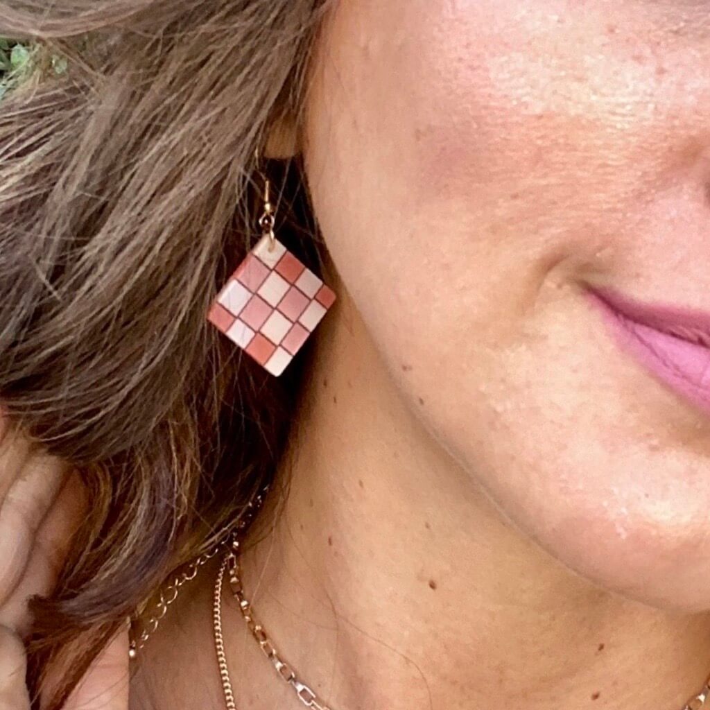 Checked In Checkered Tile Earrings - 3 COLOR OPTIONS