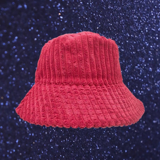 Warm Encounters - Plush Corduroy Hat BERRY RED & CREAM